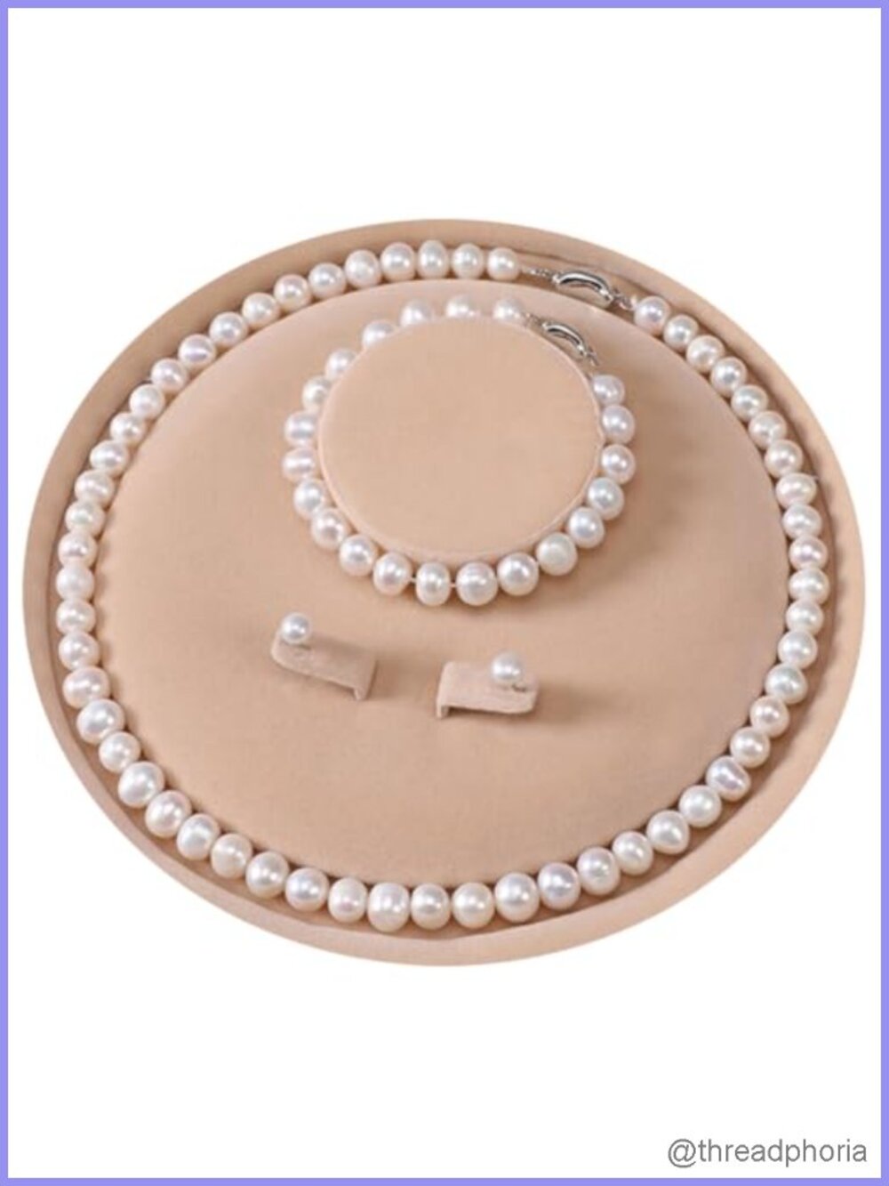 Freshwater Cultured Pearl Jewelry Set Necklace Bracelet Stud Earrings Gift